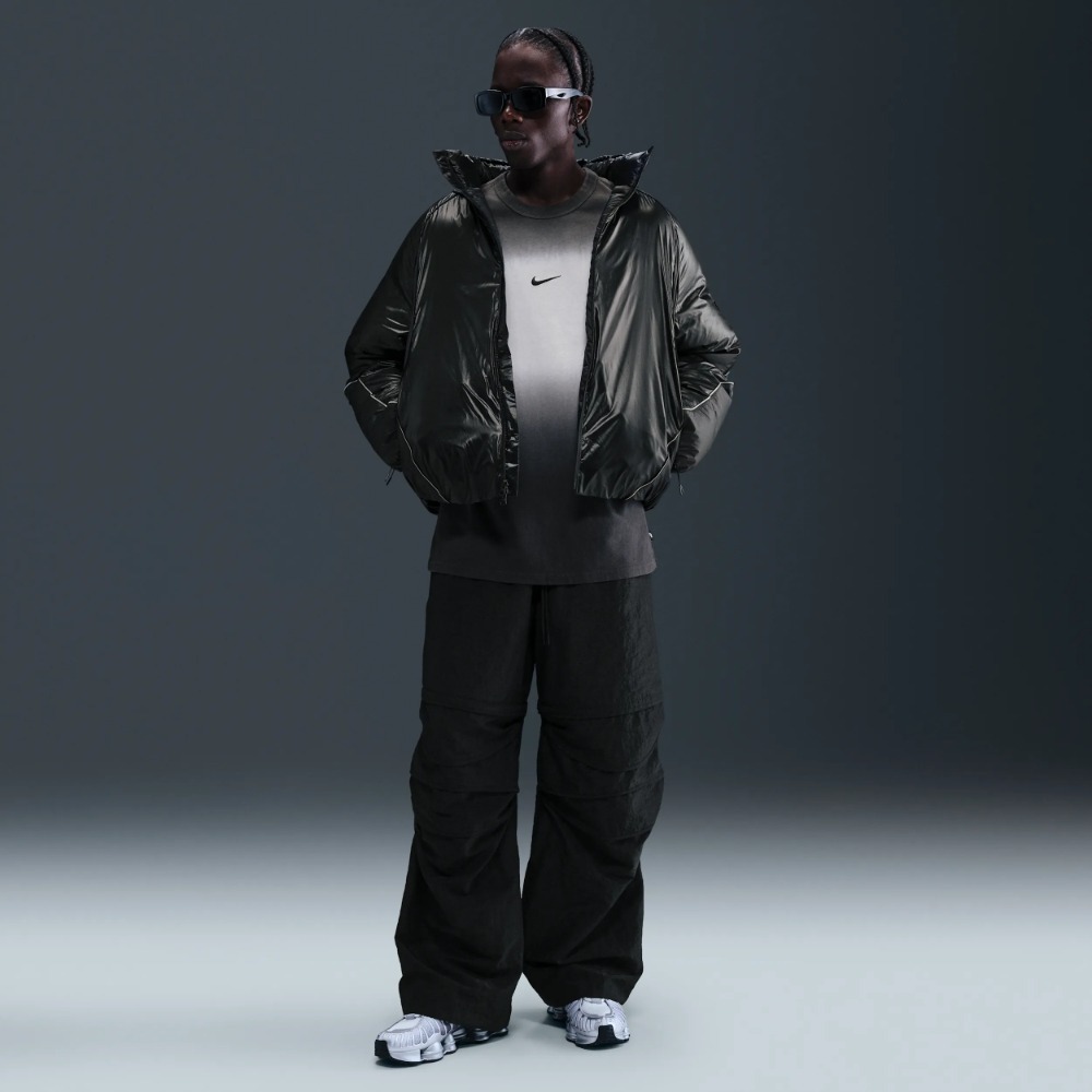 Mens Size XL Nike Bubble Jacket Tech Hooded Loose Fit Full Zip Black II3869-010 - Picture 2 of 8